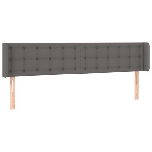Sengegavl med LED-lys 203x16x78/88 cm kunstlæder grå