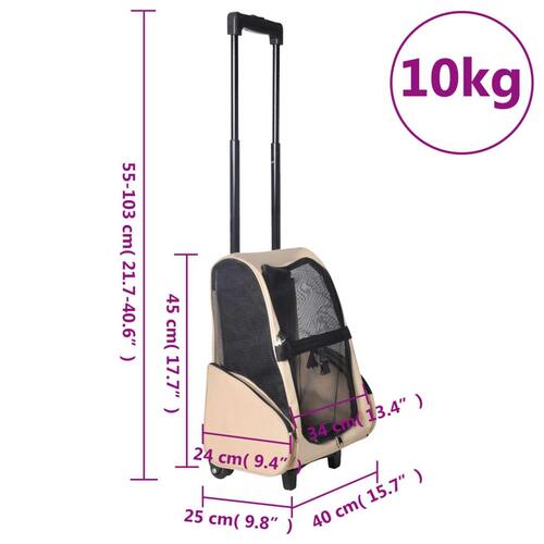 Foldbar kæledyrsvogn multifunktionel beige