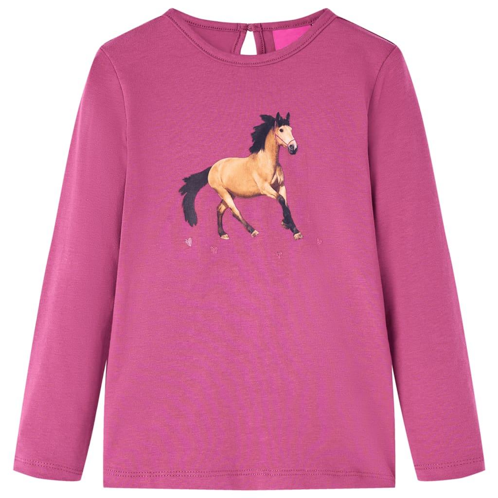 Langærmet T-shirt til børn str. 116 cm pink billede