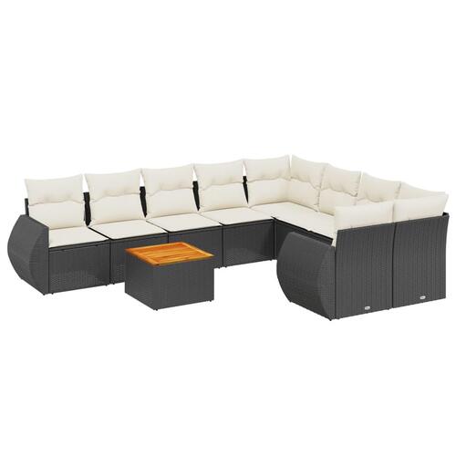 Sofasæt til haven 9 dele med hynder polyrattan sort