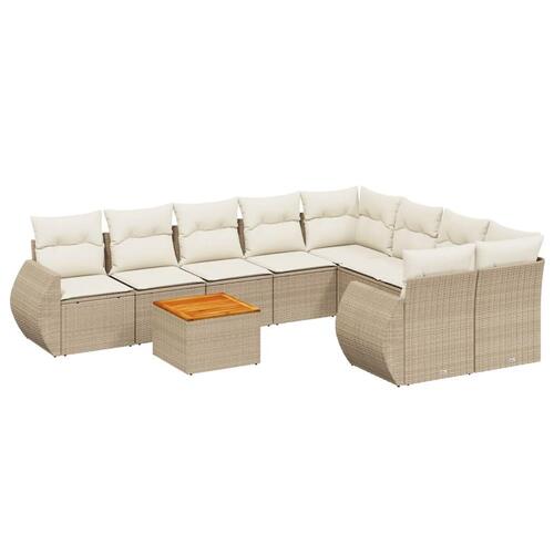 Sofasæt til haven 9 dele med hynder polyrattan beige