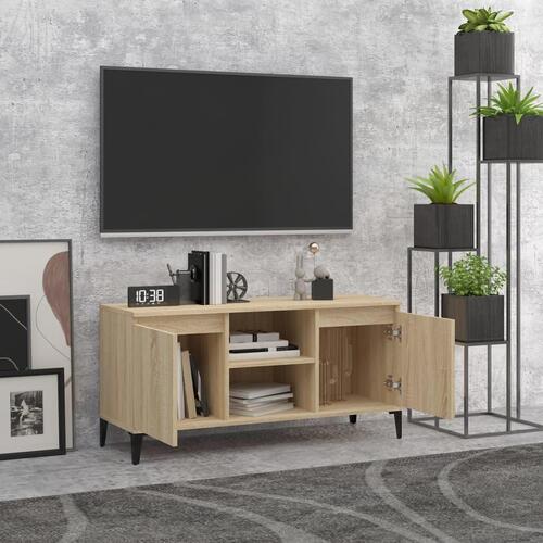 Tv-skab med metalben 103,5x35x50 cm sonoma-eg