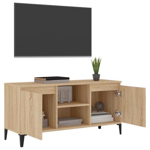 Tv-skab med metalben 103,5x35x50 cm sonoma-eg