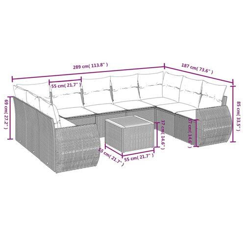 Sofasæt til haven 10 dele med hynder polyrattan beige