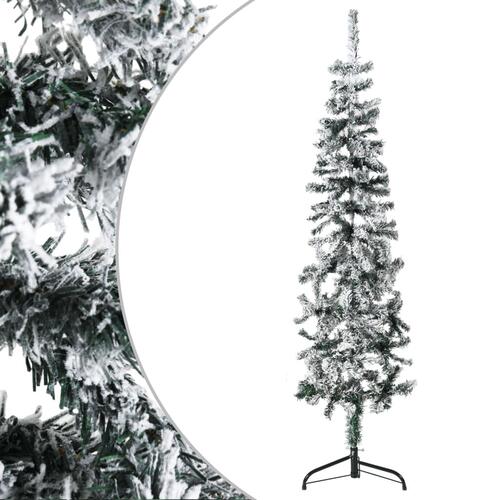 Kunstigt halvt juletræ med sne 120 cm smalt