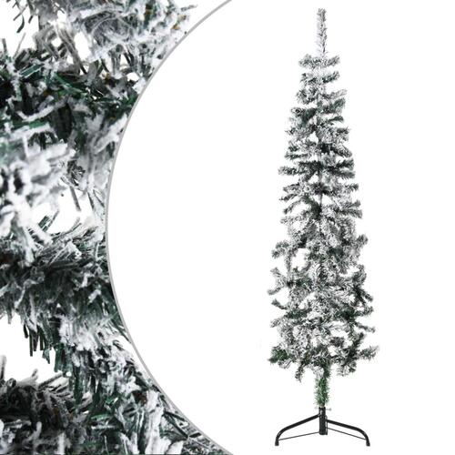 Kunstigt halvt juletræ med sne 120 cm smalt
