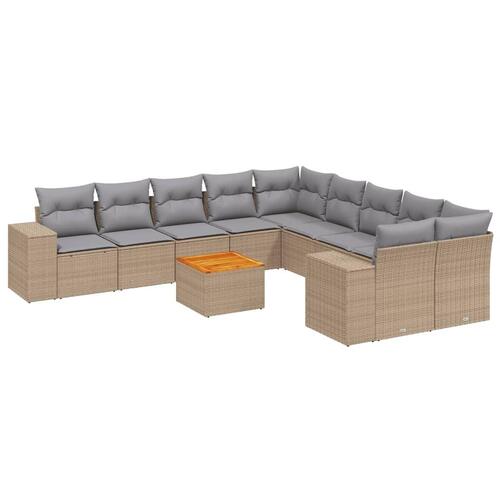 Sofasæt til haven 11 dele med hynder polyrattan beige