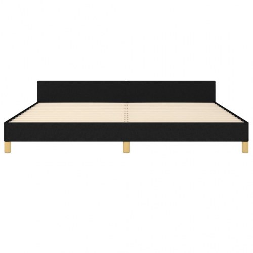 Sengeramme med sengegavl 200×200 cm - stof, sort