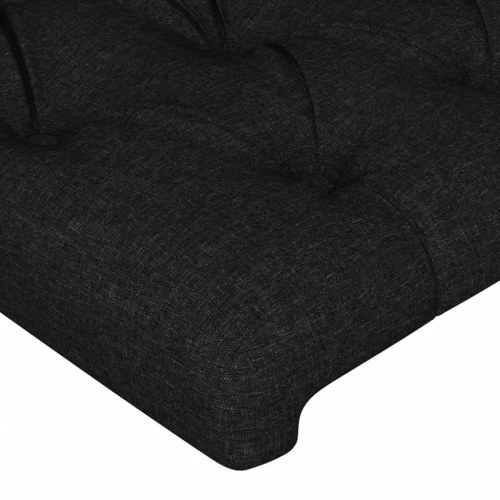 Sengeramme med sengegavl 200×200 cm - stof, sort