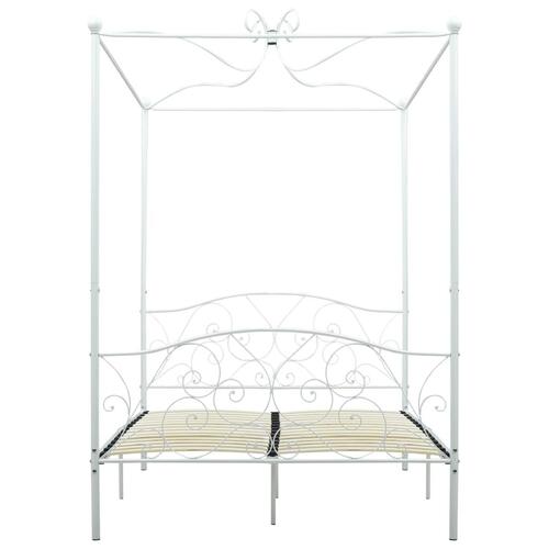 Sengestel til himmelseng 140 x 200 cm metal hvid