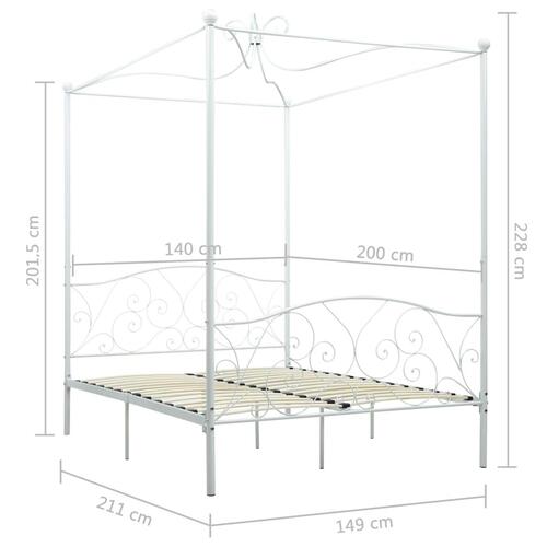 Sengestel til himmelseng 140 x 200 cm metal hvid