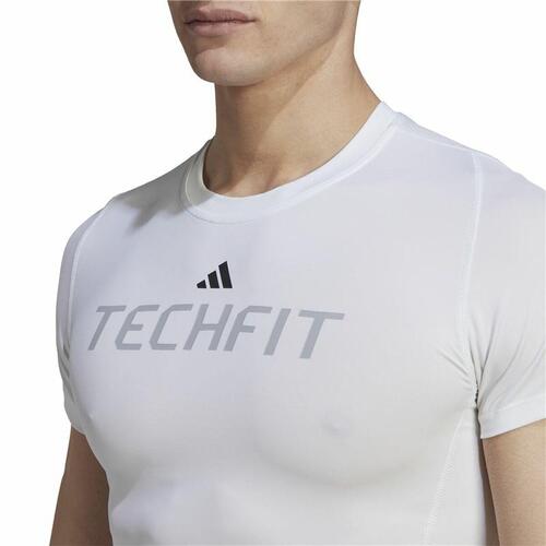 Kortærmet T-shirt til Mænd Adidas techfit Graphic Hvid M