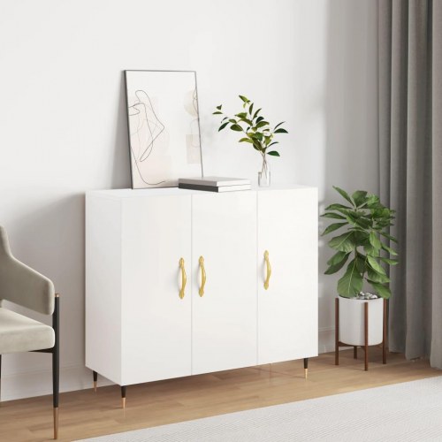 Skænk 90×34×80 cm i hvidt konstrueret træ - moderne opbevaring med metalben