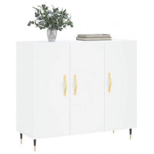 Skænk 90×34×80 cm i hvidt konstrueret træ - moderne opbevaring med metalben