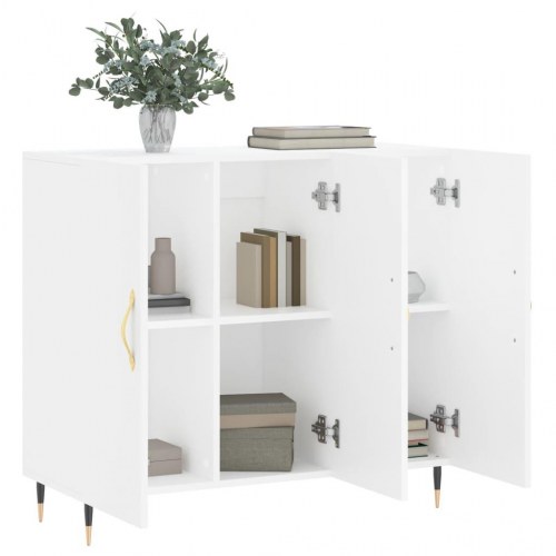 Skænk 90×34×80 cm i hvidt konstrueret træ - moderne opbevaring med metalben