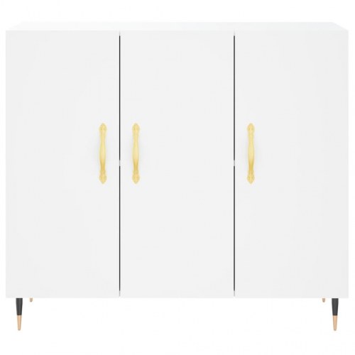 Skænk 90×34×80 cm i hvidt konstrueret træ - moderne opbevaring med metalben