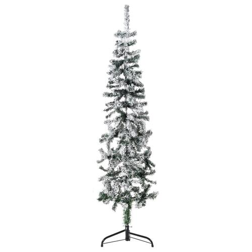 Kunstigt halvt juletræ med sne 150 cm smalt