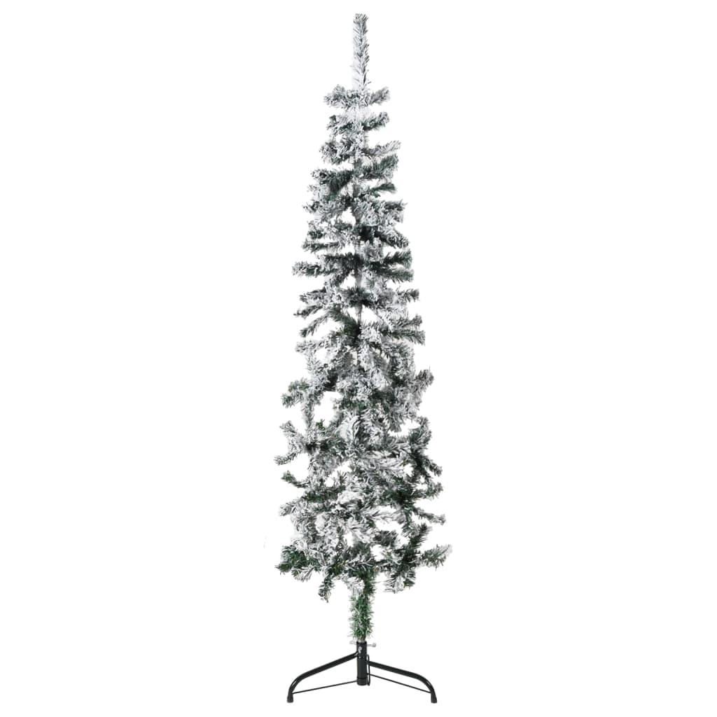 Kunstigt halvt juletræ med sne 150 cm smalt