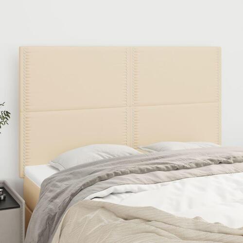 Sengegavle 4 stk. 72x5x78/88 cm stof cremefarvet