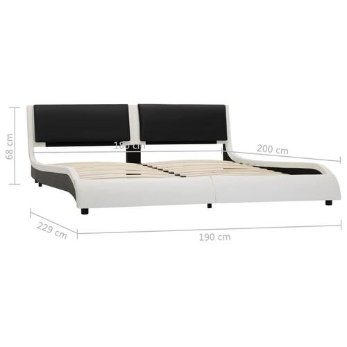 Sengestel med LED 180 x 200 cm kunstlæder hvid og sort