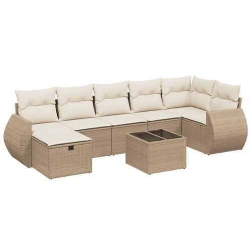 Sofasæt til haven 8 dele med hynder polyrattan beige