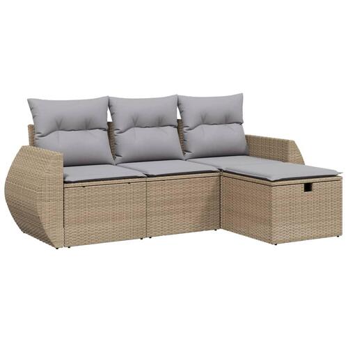 Sofasæt til haven 4 dele med hynder polyrattan beige