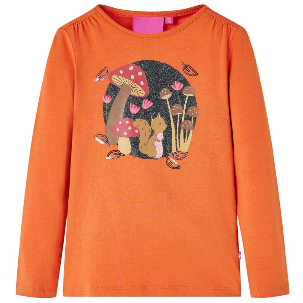 Langærmet T-shirt til børn str. 92 cm orange billede