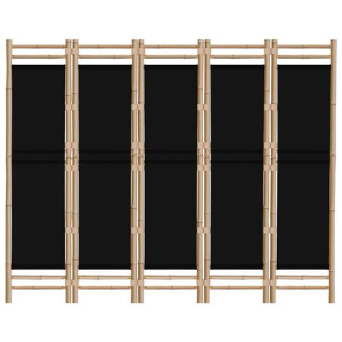 5-panels rumdeler 200 cm foldbar bambus og kanvas