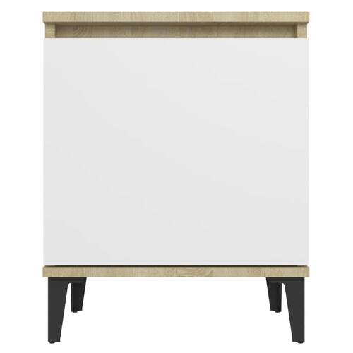 Sengeborde med metalben 40x30x50 cm sonoma-eg og hvid