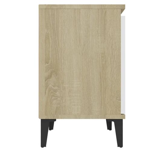 Sengeborde med metalben 40x30x50 cm sonoma-eg og hvid