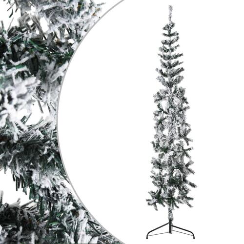 Kunstigt halvt juletræ med sne 180 cm smalt
