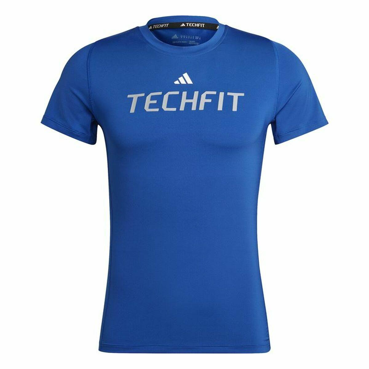 Kortærmet T-shirt til Mænd Adidas techfit Graphic Blå S