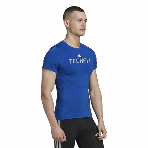 Kortærmet T-shirt til Mænd Adidas techfit Graphic Blå S