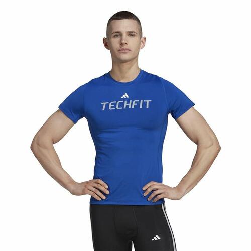 Kortærmet T-shirt til Mænd Adidas techfit Graphic Blå S
