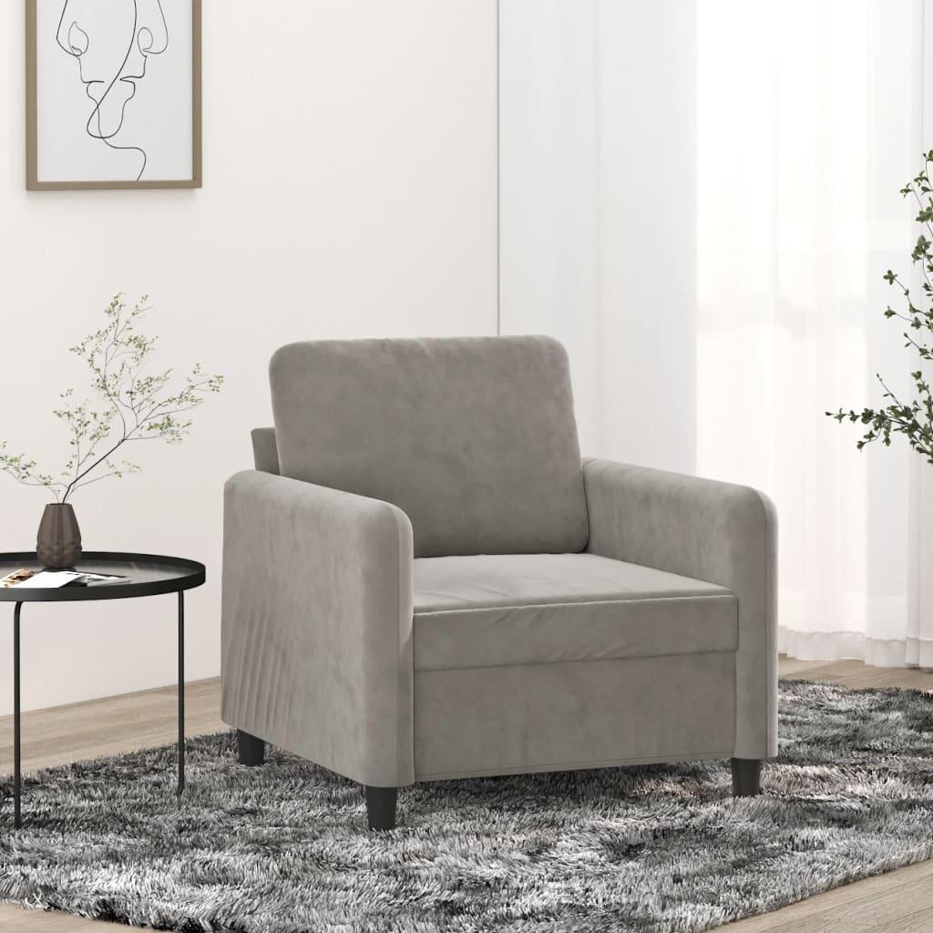 Lænestol 60 cm velour lysegrå