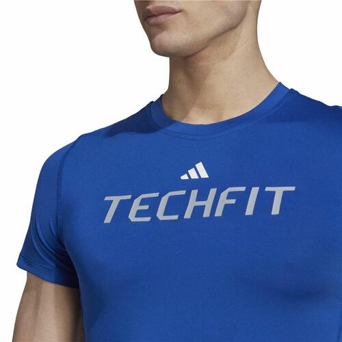 Kortærmet T-shirt til Mænd Adidas techfit Graphic Blå XL
