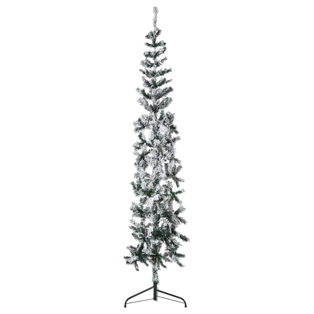 Kunstigt halvt juletræ med sne 210 cm smalt