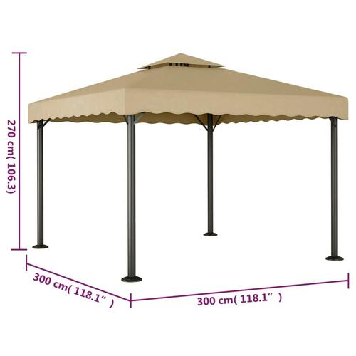Pavillon 3x3 m aluminium og stål gråbrun