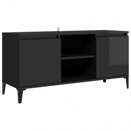 Tv-skab med metalben 103,5x35x50 cm sort højglans