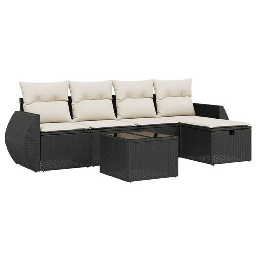 Sofasæt til haven 6 dele med hynder polyrattan sort