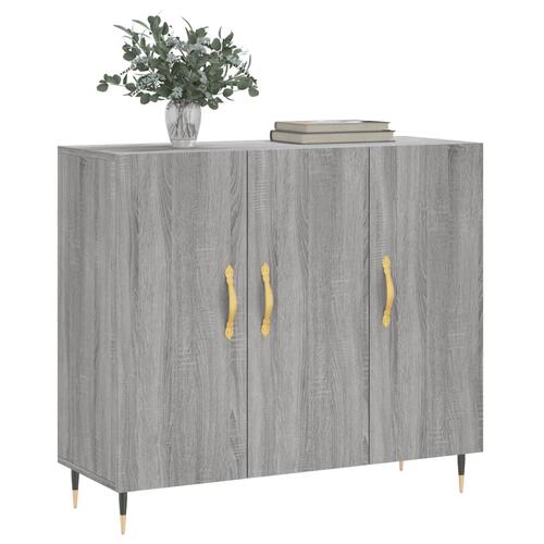 Skab 90x34x80 cm konstrueret træ grå sonoma-eg
