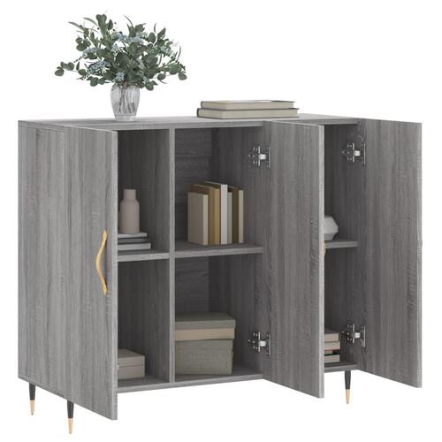 Skab 90x34x80 cm konstrueret træ grå sonoma-eg