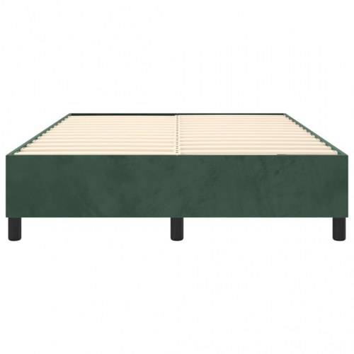 Boxspring sengeramme i fløjl - mørkegrøn 140 × 190 cm