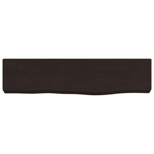 Væghylde i massivt egetræ 40×10×4 cm - mørkebrun, naturlig kant