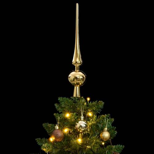 Kunstigt juletræ 150 LED'er og kuglesæt hængslet 120 cm