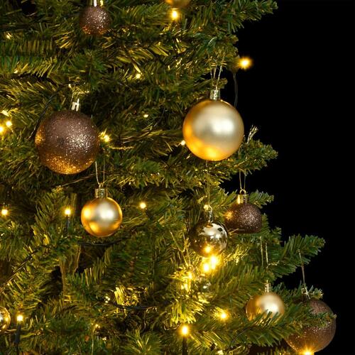 Kunstigt juletræ 150 LED'er og kuglesæt hængslet 120 cm