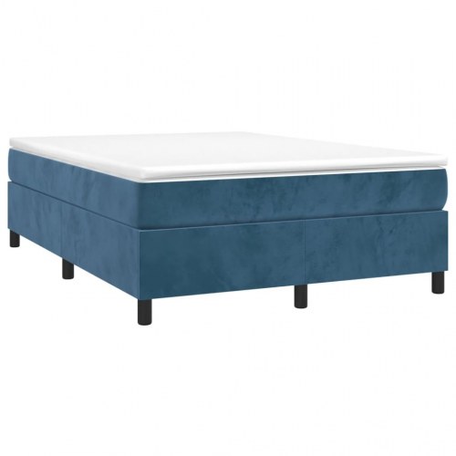 Boxspring sengeramme i fløjl - mørkeblå 140x190 cm
