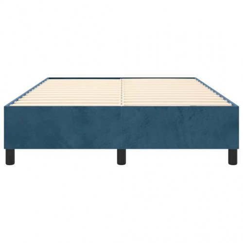Boxspring sengeramme i fløjl - mørkeblå 140x190 cm