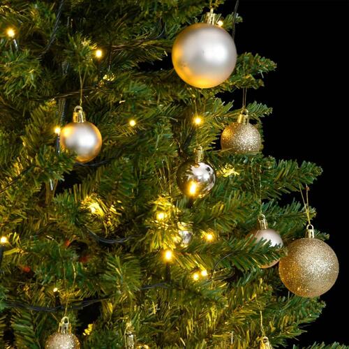 Kunstigt juletræ 150 LED'er og kuglesæt hængslet 120 cm