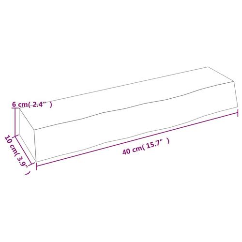 Væghylde 40x10x6 cm behandlet massivt egetræ mørkebrun